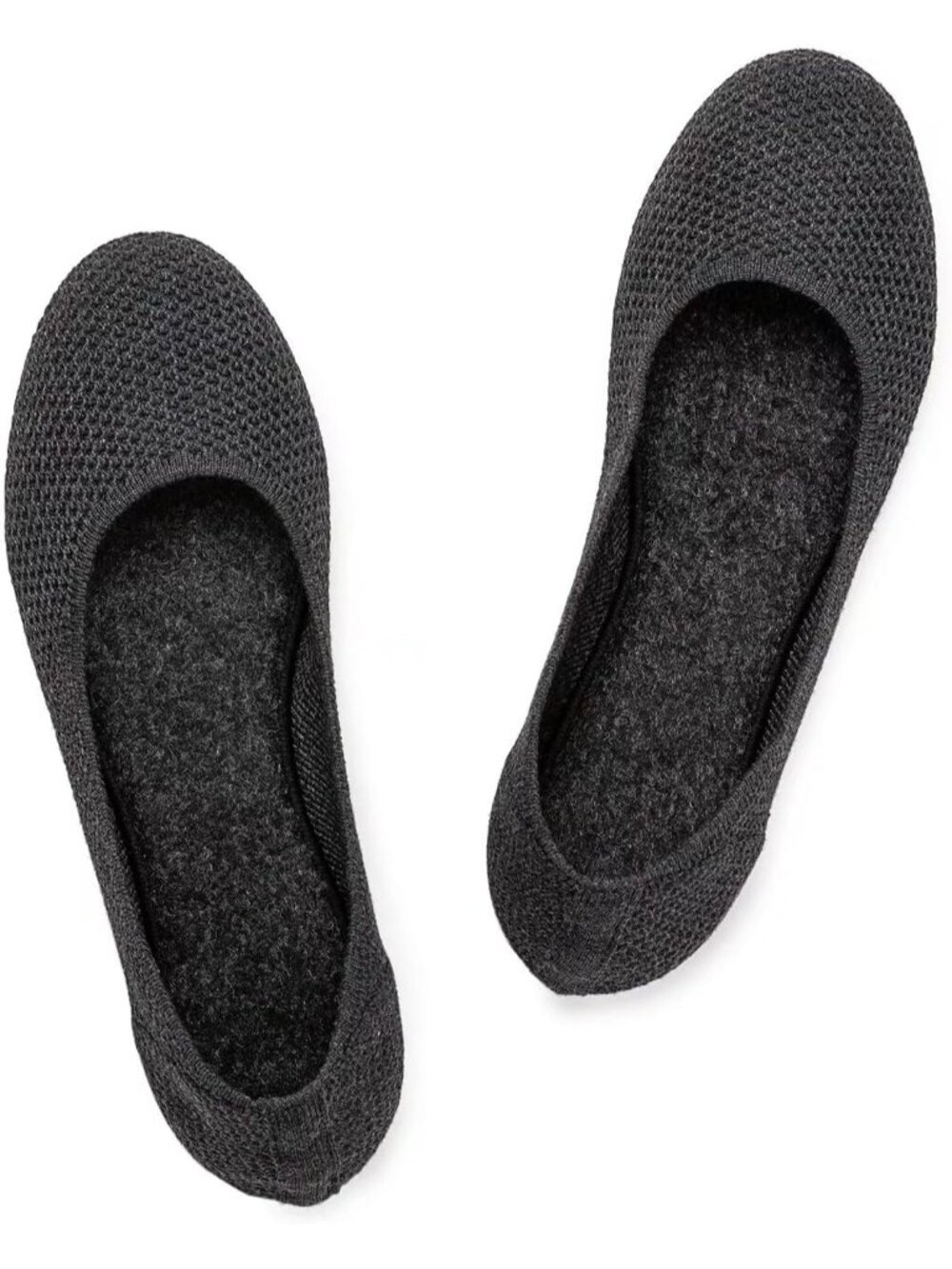 Womens Black Knit Ballet Flat Shoes Knit Shoes Round Toe Slip On Ballerina Flats
